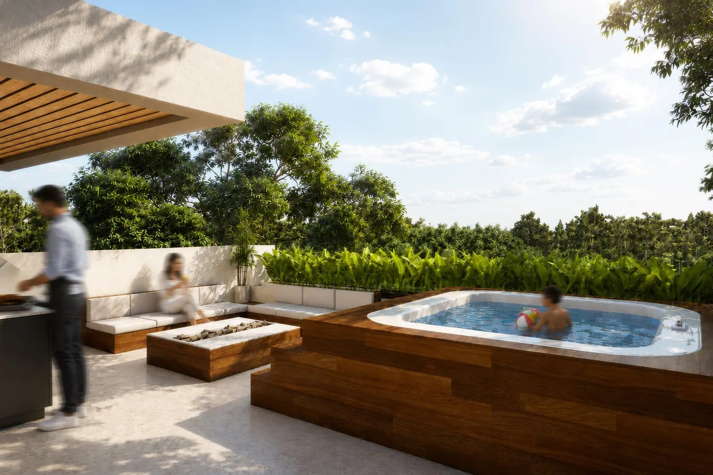 Azotea con jacuzzi y BBQ