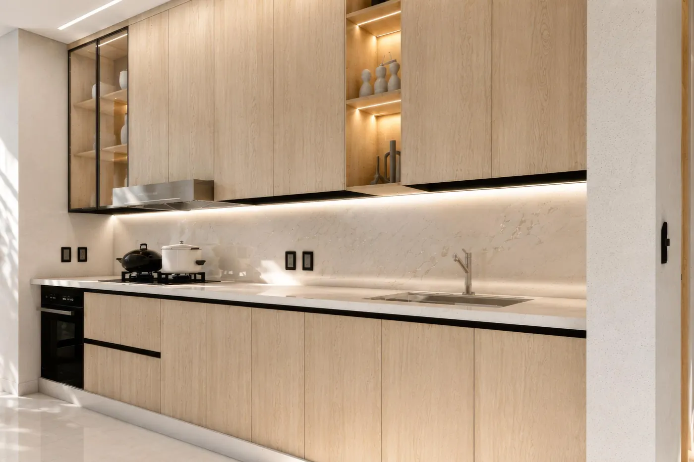 Cocina modular con tope blanco