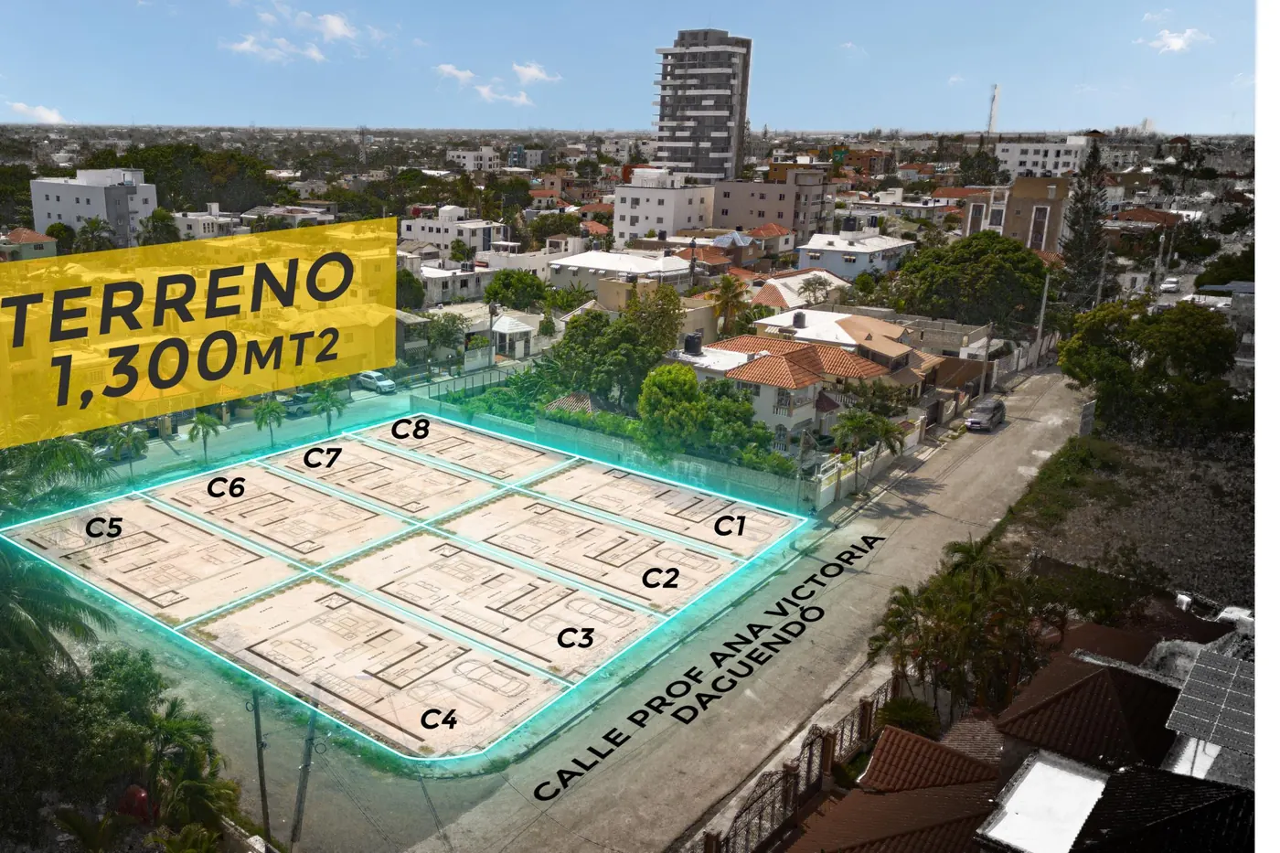 Terreno de 1,300 m² con la distribución de las villas